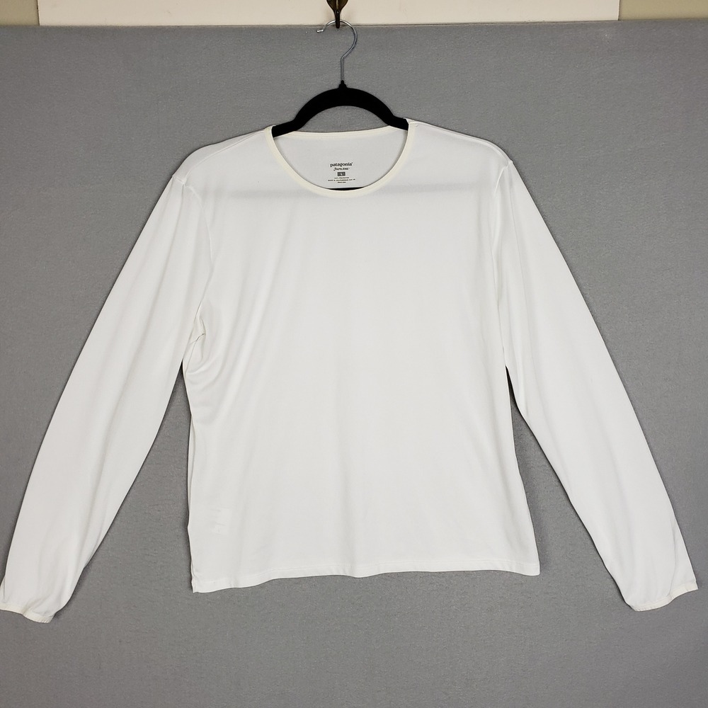 Patagonia Size L Long Sleeve Capilene Base Layer White Thermal Sporty Winter